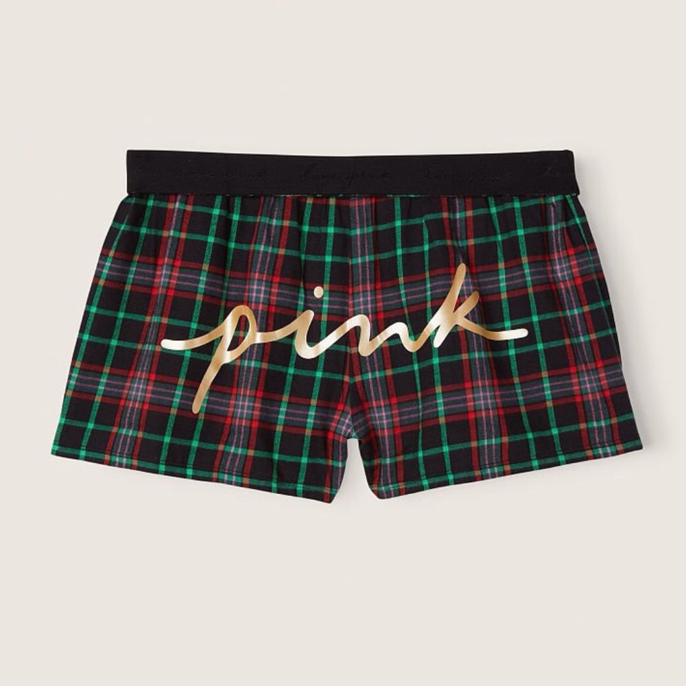 PINK Victoria's Secret Checkered Athletic Shorts - Red, Green, Black